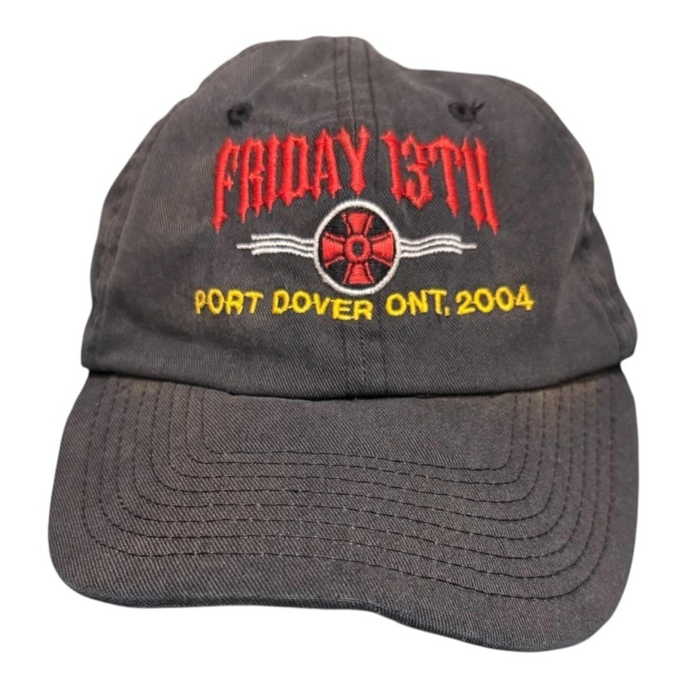 VINTAGE Friday 13th Port Dover Hat Cap Strap Back Black Ontario 2004 Mens 00s